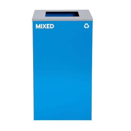 Alpine Industries Square Recycling Bin, 29 Gallons, Blue Can, Square Opening Lid, for Mixed ALP4450-KIT-BLU-S-MIX